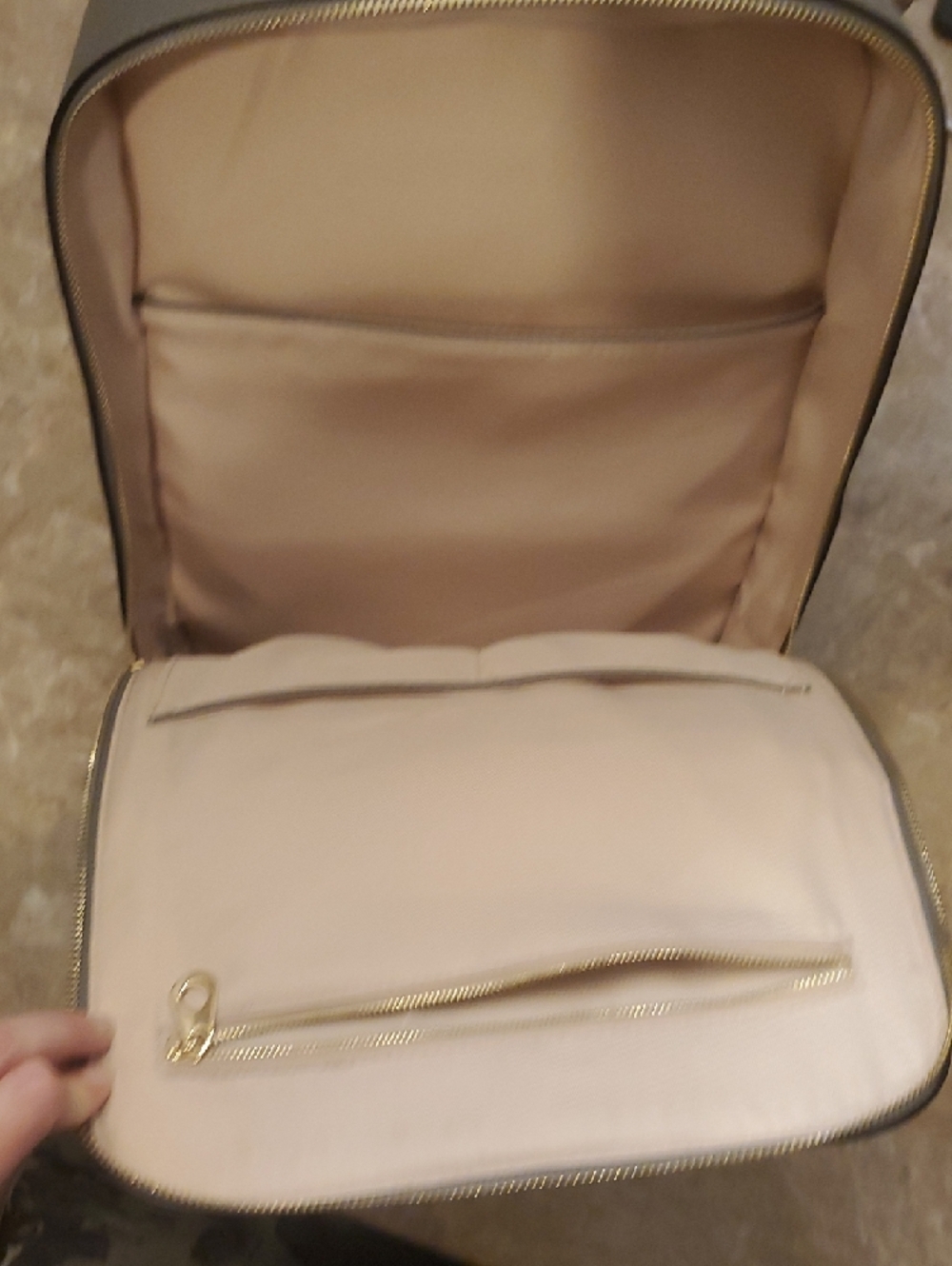 Calpak Kaya Gray Laptop Backpack with Gold Hardware - Picture 8 of 11